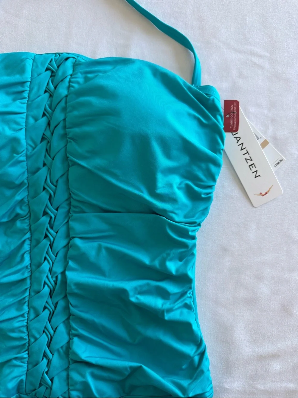 Jantzen Turquoise Ruched Halter One-Piece Swimsuit